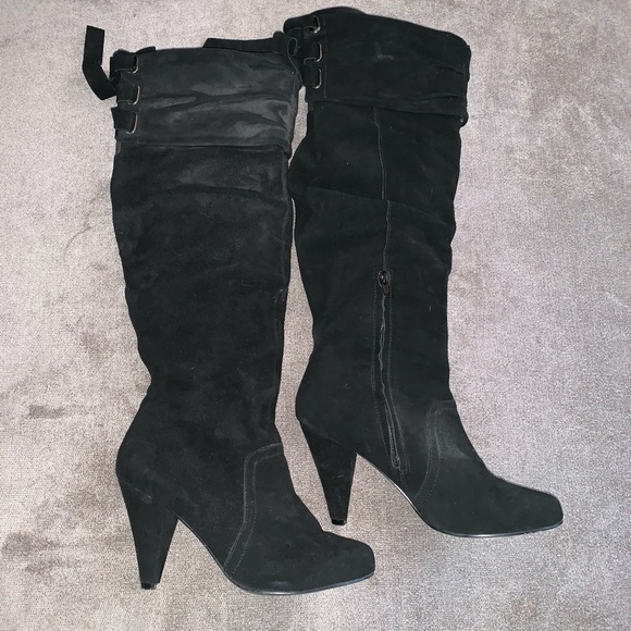 Naughty Monkey tall black suede boots. - Picture 3 of 8